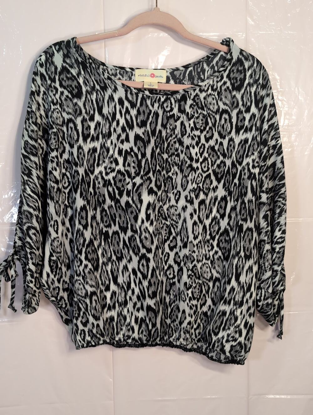 Animal Print Dolman Top L Wishful Park Leopard Print Relaxed Tunic Shirt